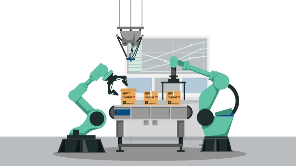 illustration of robots filtering content